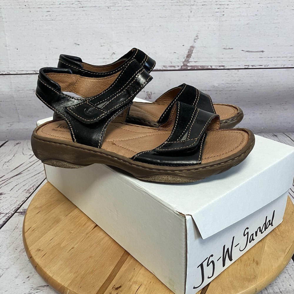 Joseph Seibel Sandals Womens Size 37 6.5 Black Debra 19 Black Leather Comfort